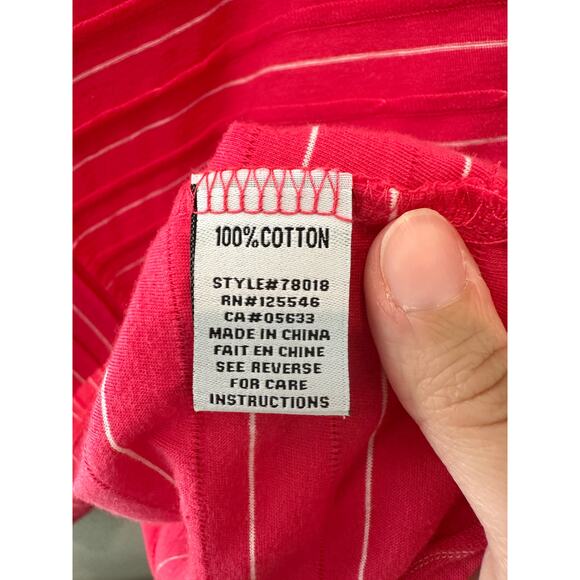 HABITAT | Hot Pink Striped Asymmetrical Knit Shirt Top | Medium - Picture 6 of 7